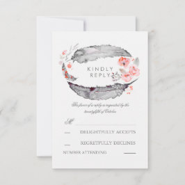 Bohemische Feathers Romantische Hochzeitskarten RSVP Karte