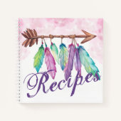 Bohemische Feathers und Arrow-Rezept-Notebooks Notizblock (Vorderseite)