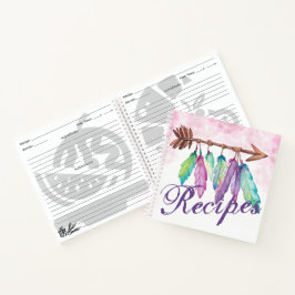 Bohemische Feathers und Arrow-Rezept-Notebooks Notizblock