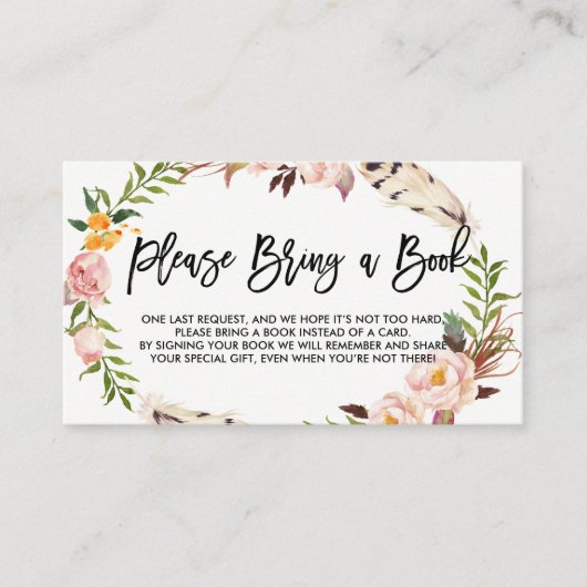 Bohemische Feathers und Blume Bitte buchen Begleitkarte (Vorderseite)