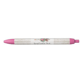 Bohemische Feder und Rose auf rustikalem Weißholz Kugelschreiber