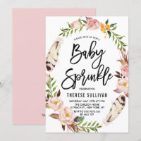 Bohemische Federn Blumenreath Pink Baby Sprinkle