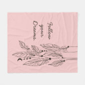 Bohemische Federn, die "Rosen-Quarz-" Hintergrund Fleecedecke (Vorderseite (Horizontal))