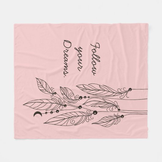 Bohemische Federn, die "Rosen-Quarz-" Hintergrund Fleecedecke (Vorderseite (Horizontal))