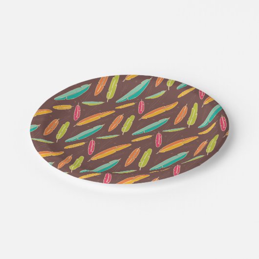 Bohemische Federn PapierTeller (Schrägansicht)