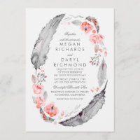 Bohemische Federn Rosa und Grau Hochzeit
