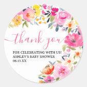 Bohemische, fette Blumenfarbe Dank Runder Aufkleber (Vorderseite)