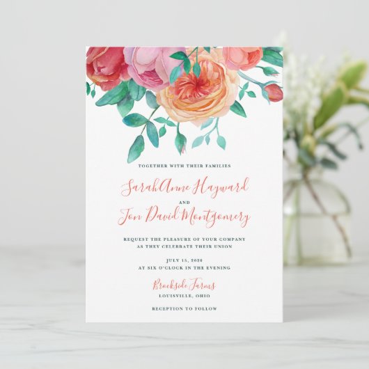 Bohemische fette Blumenzehen Einladung (Stehend Vorderseite)