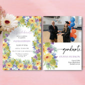 Bohemische, fette Wildblumen Fotos Chic Abschluss Einladung