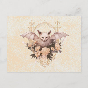 Bohemische Fledermaus Blumen Gold Halloween Feiertagspostkarte