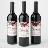 Bohemische florale "Cheers" Hochzeitsweinetiketten Weinetikett (Flaschen)