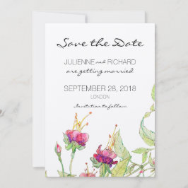 Bohemische florale Hochzeit rettet das Datum Einladung