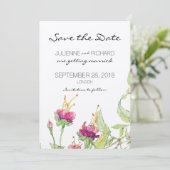 Bohemische florale Hochzeit rettet das Datum Einladung (Stehend Vorderseite)