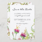 Bohemische florale Hochzeit rettet das Datum Einladung (Vorne/Hinten)