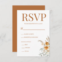Bohemische florale Moderne Terracotta RSVP Cards