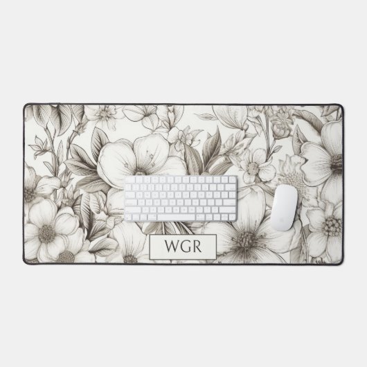 Bohemische florale Monogramm Schreibtischunterlage (Tastatur & Maus)