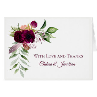 Bohemische florale Romance Hochzeit Dankeschön Kar