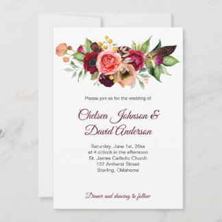 Bohemische florale Romantik Hochzeitseinladungen Ankündigung