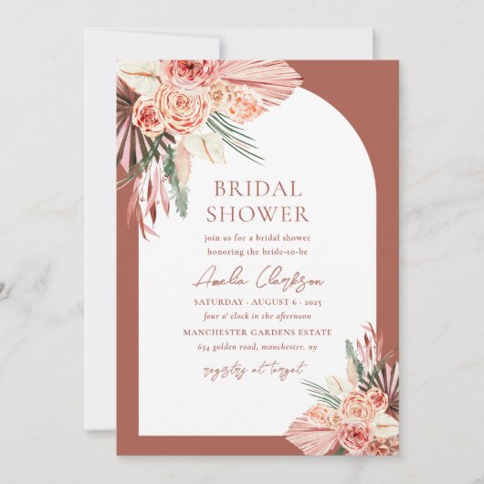 Bohemische Florenz Terracotta & Ivory Brautparty Einladung