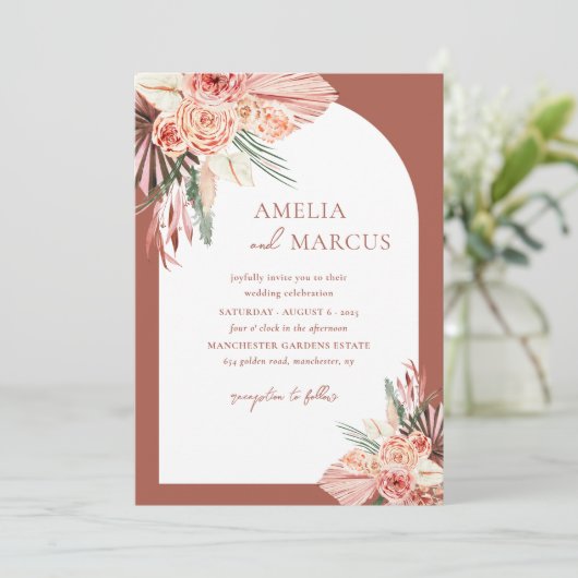 Bohemische Florenz Terracotta & Ivory Wedding Einladung (Stehend Vorderseite)