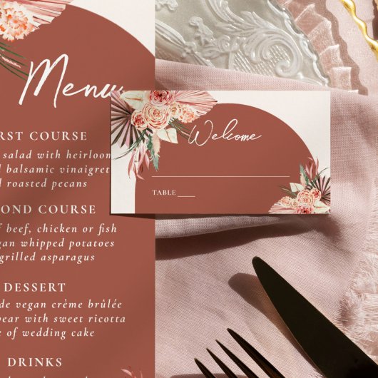 Bohemische Florenz Terracotta & Ivory Wedding Platzkarte