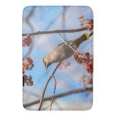 Bohemische Flügel, Vogel mit blauem Hintergrund Badematte (Vorderseite Vertikal)