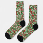 Bohemische Funky Christmas Checkerboard Muster Soc Socken (Linkes Detail)