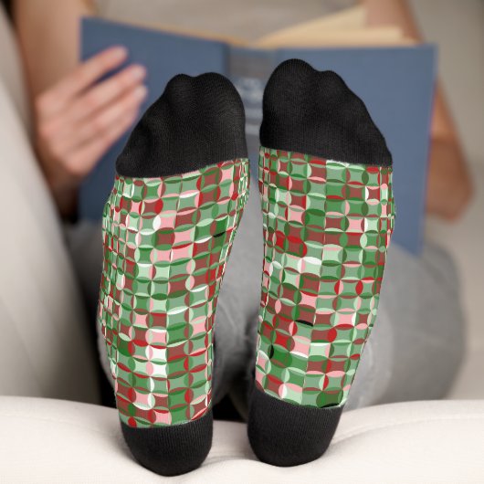 Bohemische Funky Christmas Checkerboard Muster Soc Socken (Unterseite)
