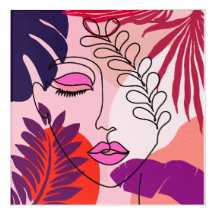 Bohemische Girl Line Art Pink Ästhetik