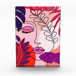 Bohemische Girl Line Art Pink Ästhetik Fotoblock