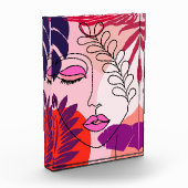 Bohemische Girl Line Art Pink Ästhetik Fotoblock (Links)