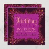 Bohemische Girl Pink-Party Einladung (Vorne/Hinten)