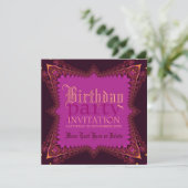 Bohemische Girl Pink-Party Einladung (Stehend Vorderseite)