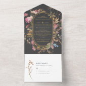 Bohemische Graue und goldene Wildblume All In One Einladung (Innen Boden)