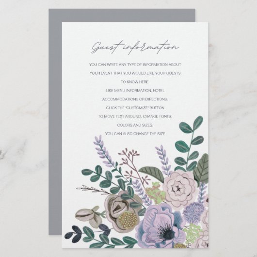 Bohemische graue und lavender Blume (Vorne/Hinten)