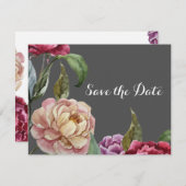 Bohemische Graue und Lila Blüte Speichern Sie die Save The Date (Vorne/Hinten)