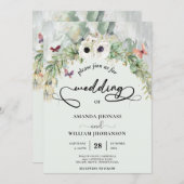 Bohemische Grün Arch Sommergarten Hochzeit Einladung (Vorne/Hinten)