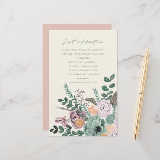 Bohemische grün-blaue Blume Informationen (Vorderseite/Rückseite Beispiel)