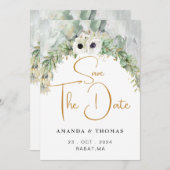 Bohemische Grünanlage Arch Sommer Garten Gold Save The Date (Vorne/Hinten)