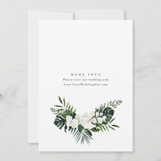 Bohemische Grüne Hochzeit mit eleganten Orchideen Einladung (Rückseite)