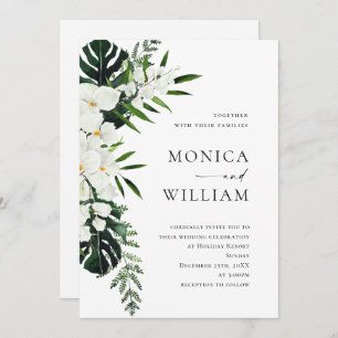 Bohemische Grüne Hochzeit mit eleganten Orchideen Einladung