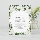 Bohemische Grüne Hochzeit mit eleganten Orchideen Einladung (Stehend Vorderseite)