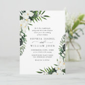 Bohemische Grüne Hochzeit mit eleganten Orchideen Einladung (Stehend Vorderseite)