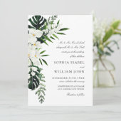 Bohemische Grüne Hochzeit mit eleganten Orchideen Einladung (Stehend Vorderseite)