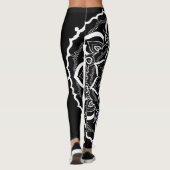 Bohemische Hand gezeichneter Mandala Schwarz-weiß Leggings (Rückseite)