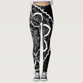 Bohemische Hand gezeichneter Mandala Schwarz-weiß Leggings (Vorderseite)