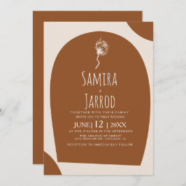 Bohemische handgezogene Botanische Hochzeit Einladung