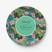 Bohemische Hibiskus-Hochzeit Pappteller (Vorderseite)