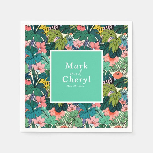 Bohemische Hibiskus-Hochzeit Serviette (Vorderseite)