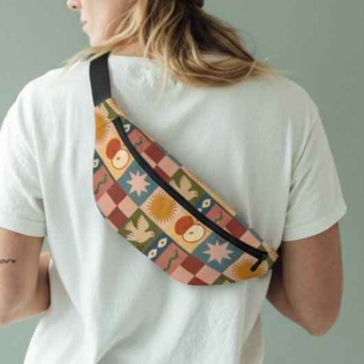 Bohemische Himmelskörper mit mystischen Symbolen Bauchtasche